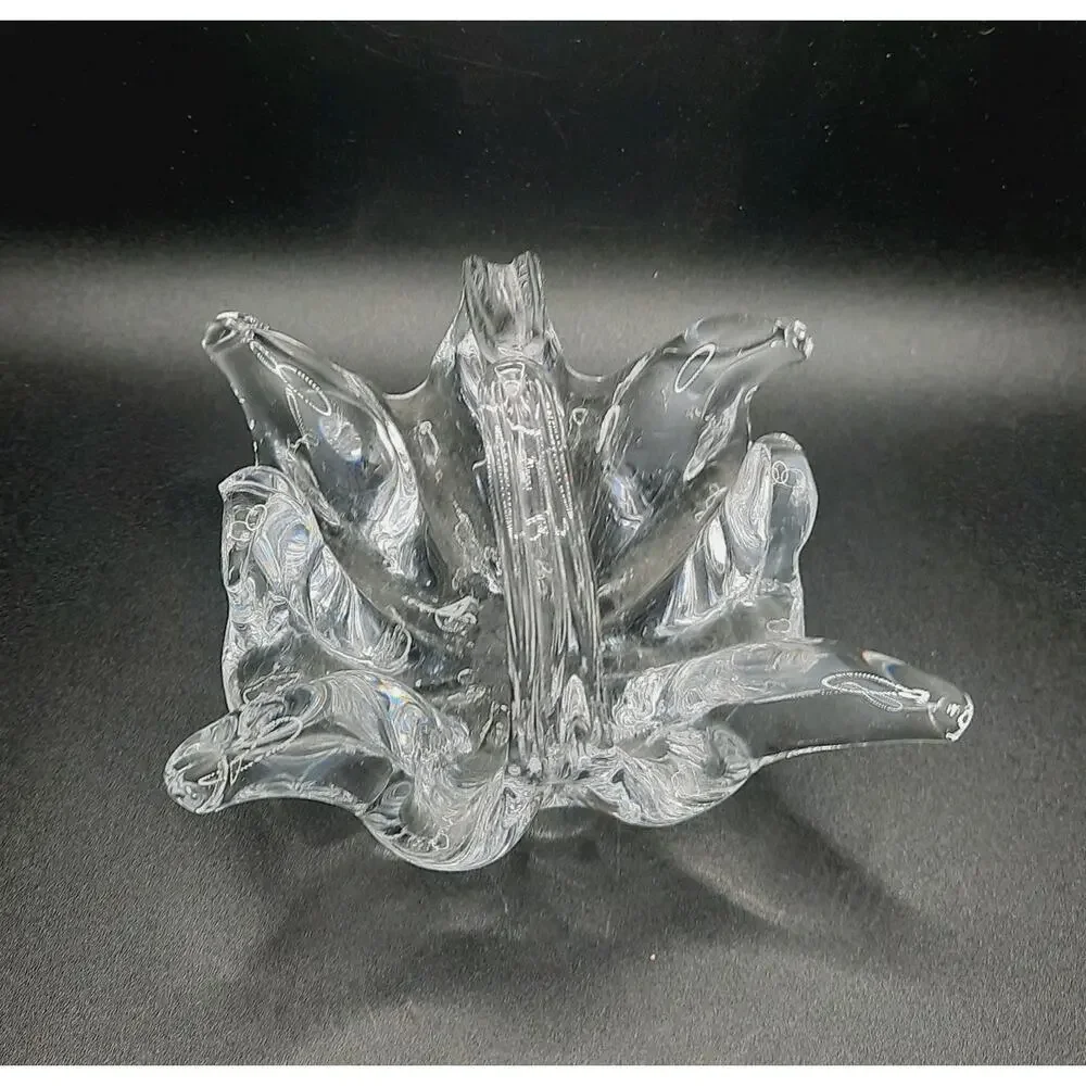VTG Crystal Splash Basket Mid Century Glass Bowl Beautiful